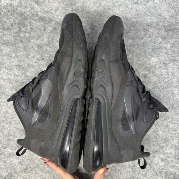 Nike Air Max 270 React Shoes Mens Size‎ 13 Triple Black Oil Training C13866-003 - Picture 9 of 12